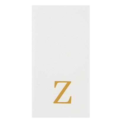 Luxenap Rectangle Gold Letter Z White Paper Linen-Feel Guest Towel / Napkin - Air Laid, Sans Serif Font - 15 3/4" x 8" - 2000 count box