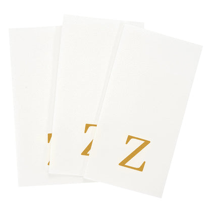 Luxenap Rectangle Gold Letter Z White Paper Linen-Feel Guest Towel / Napkin - Air Laid, Sans Serif Font - 15 3/4" x 8" - 2000 count box