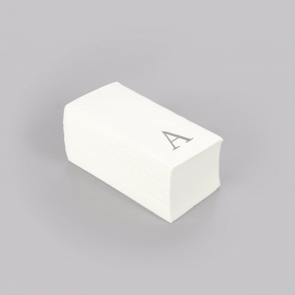 Luxenap Rectangle Silver Letter A White Paper Linen-Feel Guest Towel / Napkin - Air Laid, Sans Serif Font - 15 3/4" x 8" - 50 count box