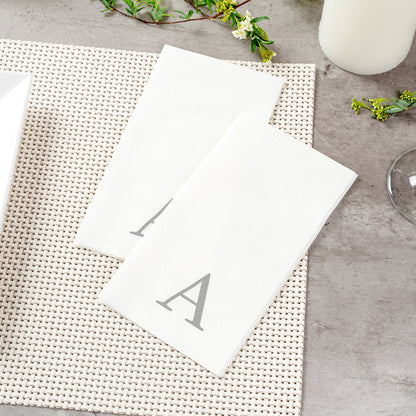 Luxenap Rectangle Silver Letter A White Paper Linen-Feel Guest Towel / Napkin - Air Laid, Sans Serif Font - 15 3/4" x 8" - 50 count box