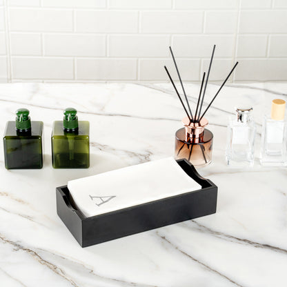 Luxenap Rectangle Silver Letter A White Paper Linen-Feel Guest Towel / Napkin - Air Laid, Sans Serif Font - 15 3/4" x 8" - 2000 count box