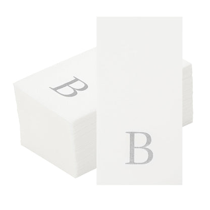 Luxenap Rectangle Silver Letter B White Paper Linen-Feel Guest Towel / Napkin - Air Laid, Sans Serif Font - 15 3/4" x 8" - 2000 count box