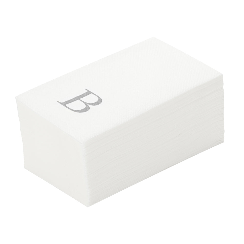 Luxenap Rectangle Silver Letter B White Paper Linen-Feel Guest Towel / Napkin - Air Laid, Sans Serif Font - 15 3/4" x 8" - 50 count box
