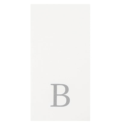Luxenap Rectangle Silver Letter B White Paper Linen-Feel Guest Towel / Napkin - Air Laid, Sans Serif Font - 15 3/4" x 8" - 50 count box