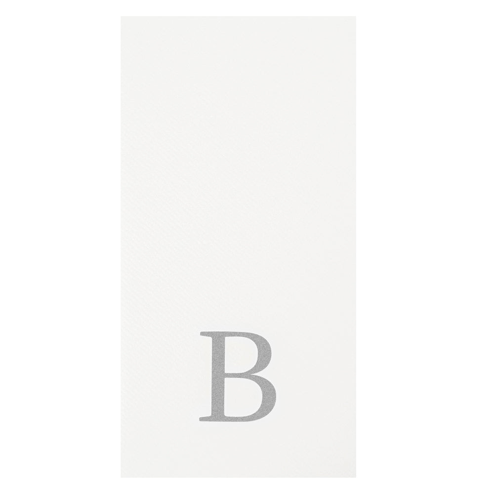 Luxenap Rectangle Silver Letter B White Paper Linen-Feel Guest Towel / Napkin - Air Laid, Sans Serif Font - 15 3/4" x 8" - 2000 count box