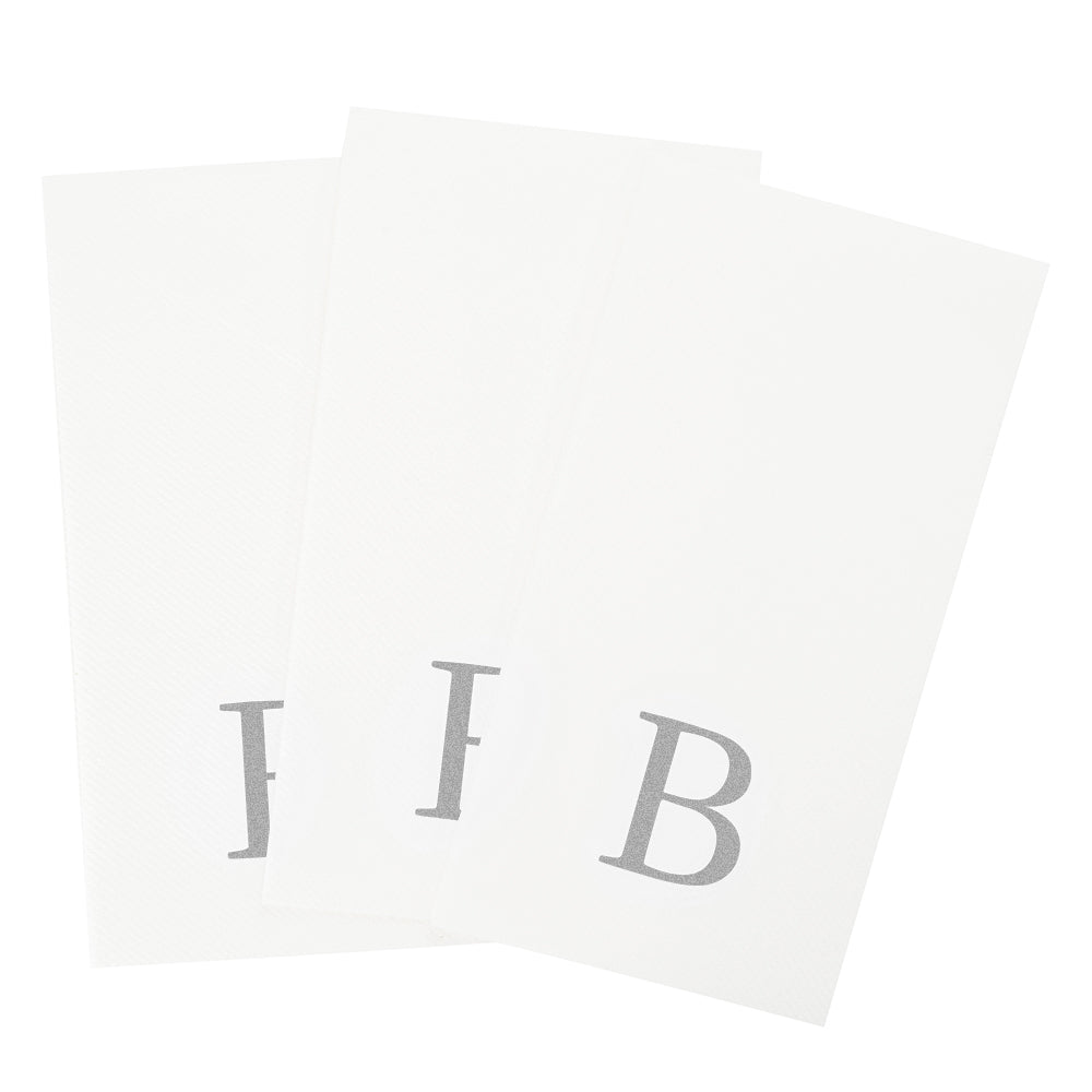 Luxenap Rectangle Silver Letter B White Paper Linen-Feel Guest Towel / Napkin - Air Laid, Sans Serif Font - 15 3/4" x 8" - 2000 count box