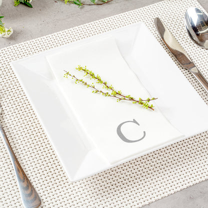 Luxenap Rectangle Silver Letter C White Paper Linen-Feel Guest Towel / Napkin - Air Laid, Sans Serif Font - 15 3/4" x 8" - 2000 count box