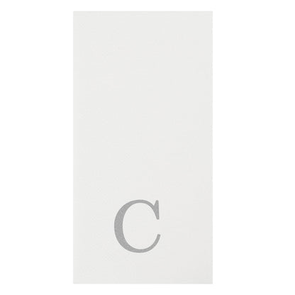 Luxenap Rectangle Silver Letter C White Paper Linen-Feel Guest Towel / Napkin - Air Laid, Sans Serif Font - 15 3/4" x 8" - 2000 count box