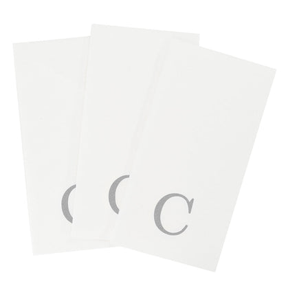Luxenap Rectangle Silver Letter C White Paper Linen-Feel Guest Towel / Napkin - Air Laid, Sans Serif Font - 15 3/4" x 8" - 2000 count box