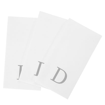 Luxenap Rectangle Silver Letter D White Paper Linen-Feel Guest Towel / Napkin - Air Laid, Sans Serif Font - 15 3/4" x 8" - 50 count box
