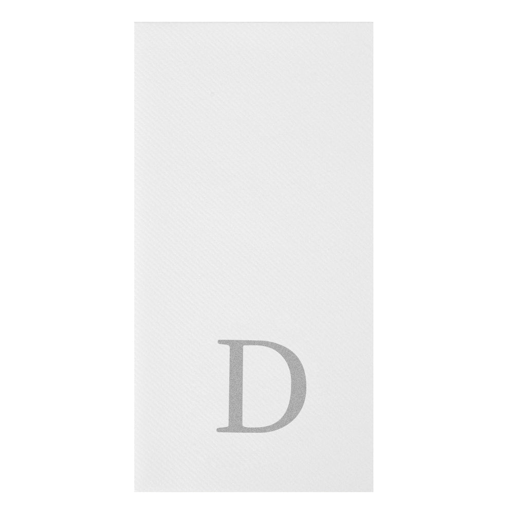Luxenap Rectangle Silver Letter D White Paper Linen-Feel Guest Towel / Napkin - Air Laid, Sans Serif Font - 15 3/4" x 8" - 2000 count box
