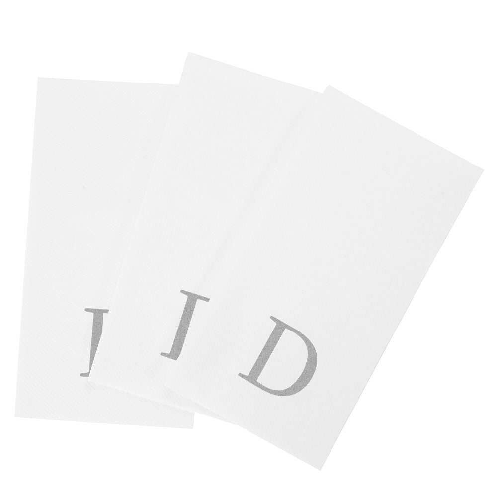 Luxenap Rectangle Silver Letter D White Paper Linen-Feel Guest Towel / Napkin - Air Laid, Sans Serif Font - 15 3/4" x 8" - 2000 count box