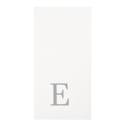 Luxenap Rectangle Silver Letter E White Paper Linen-Feel Guest Towel / Napkin - Air Laid, Sans Serif Font - 15 3/4" x 8" - 50 count box