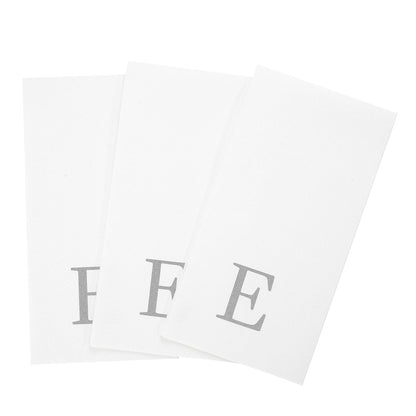 Luxenap Rectangle Silver Letter E White Paper Linen-Feel Guest Towel / Napkin - Air Laid, Sans Serif Font - 15 3/4" x 8" - 50 count box