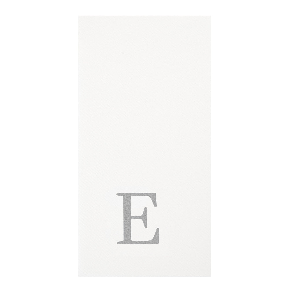 Luxenap Rectangle Silver Letter E White Paper Linen-Feel Guest Towel / Napkin - Air Laid, Sans Serif Font - 15 3/4" x 8" - 2000 count box