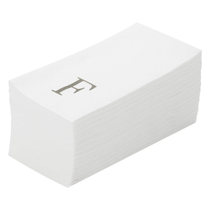 Luxenap Rectangle Silver Letter F White Paper Linen-Feel Guest Towel / Napkin - Air Laid, Sans Serif Font - 15 3/4" x 8" - 50 count box