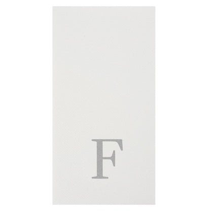 Luxenap Rectangle Silver Letter F White Paper Linen-Feel Guest Towel / Napkin - Air Laid, Sans Serif Font - 15 3/4" x 8" - 50 count box
