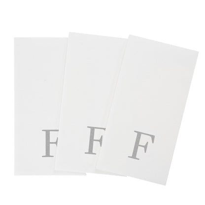Luxenap Rectangle Silver Letter F White Paper Linen-Feel Guest Towel / Napkin - Air Laid, Sans Serif Font - 15 3/4" x 8" - 2000 count box