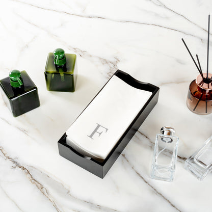 Luxenap Rectangle Silver Letter F White Paper Linen-Feel Guest Towel / Napkin - Air Laid, Sans Serif Font - 15 3/4" x 8" - 2000 count box