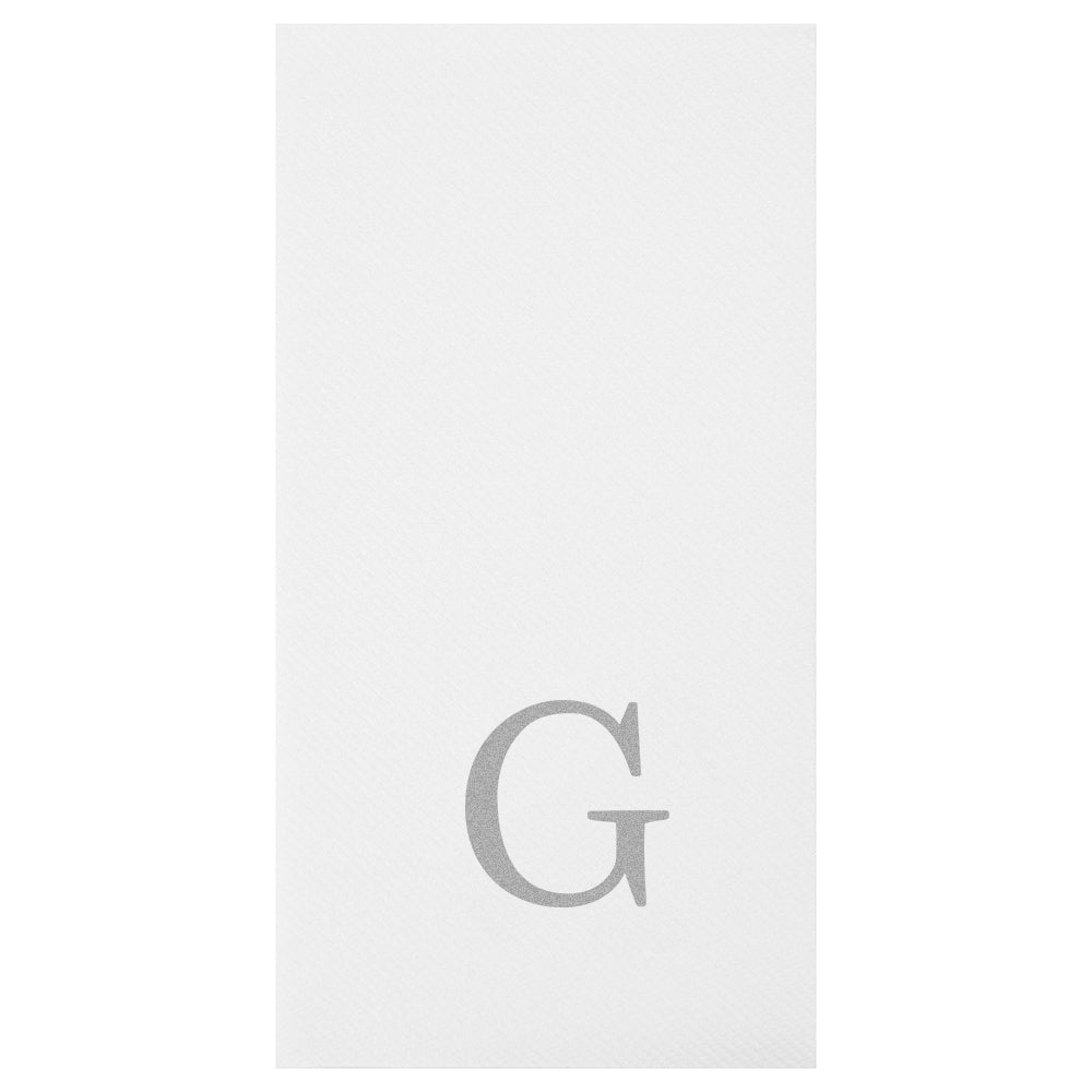 Luxenap Rectangle Silver Letter G White Paper Linen-Feel Guest Towel / Napkin - Air Laid, Sans Serif Font - 15 3/4" x 8" - 50 count box