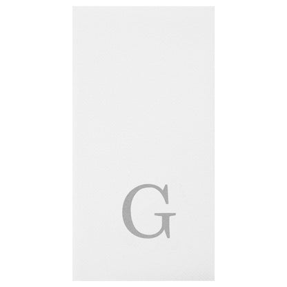Luxenap Rectangle Silver Letter G White Paper Linen-Feel Guest Towel / Napkin - Air Laid, Sans Serif Font - 15 3/4" x 8" - 50 count box