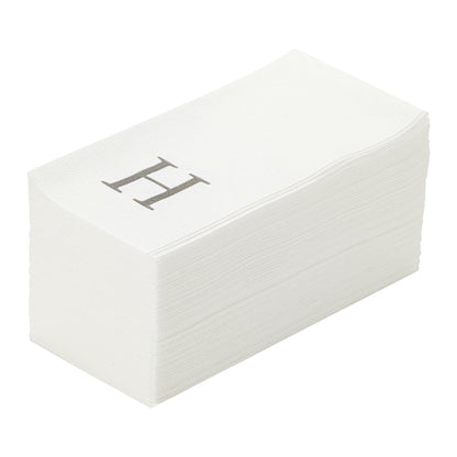 Luxenap Rectangle Silver Letter H White Paper Linen-Feel Guest Towel / Napkin - Air Laid, Sans Serif Font - 15 3/4" x 8" - 50 count box