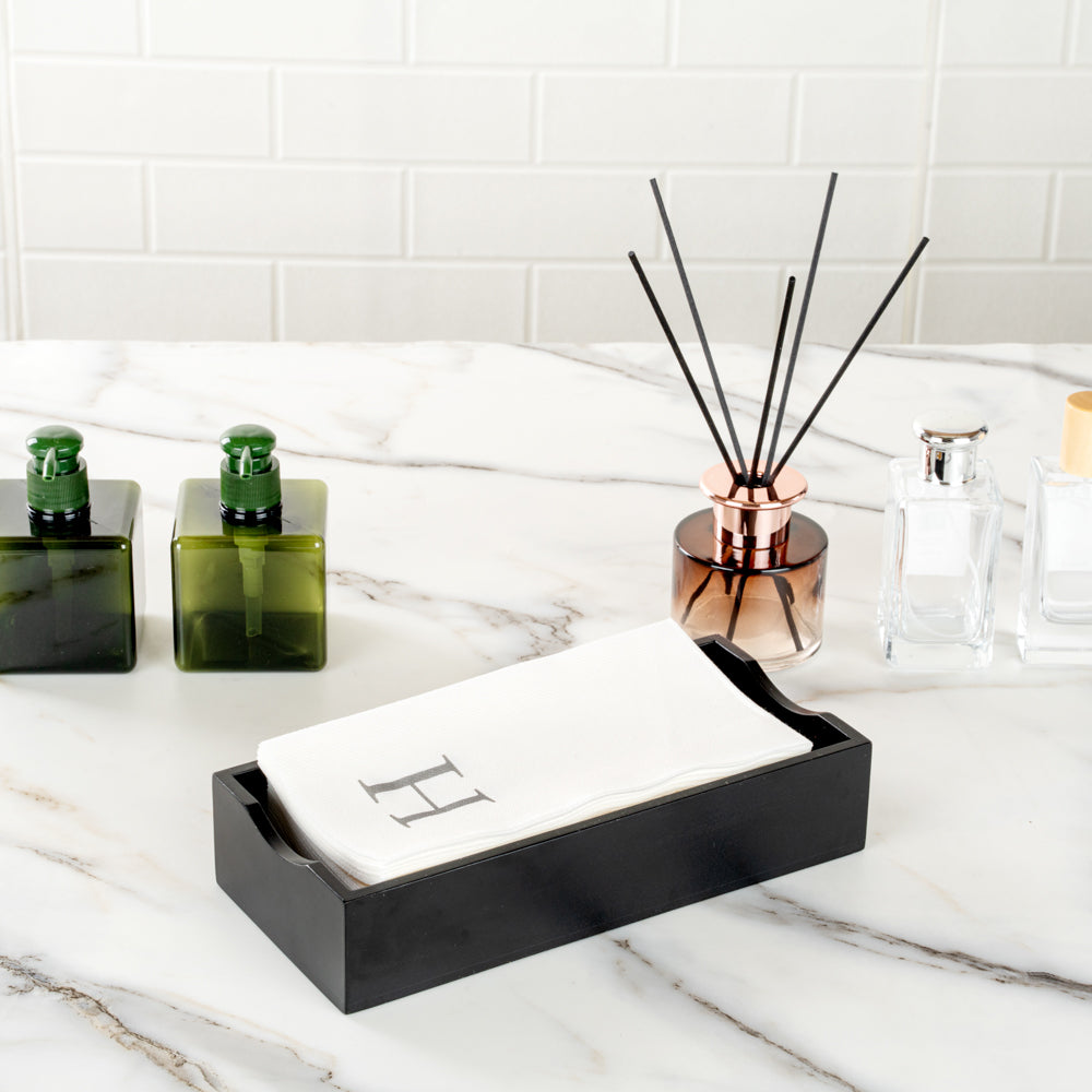 Luxenap Rectangle Silver Letter H White Paper Linen-Feel Guest Towel / Napkin - Air Laid, Sans Serif Font - 15 3/4" x 8" - 50 count box