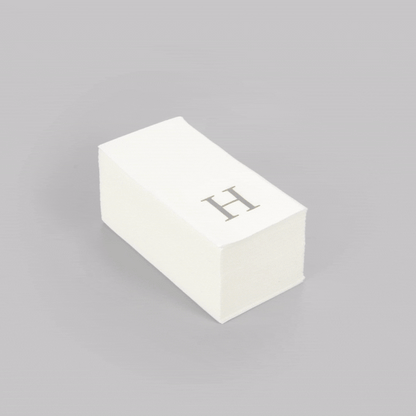 Luxenap Rectangle Silver Letter H White Paper Linen-Feel Guest Towel / Napkin - Air Laid, Sans Serif Font - 15 3/4" x 8" - 2000 count box