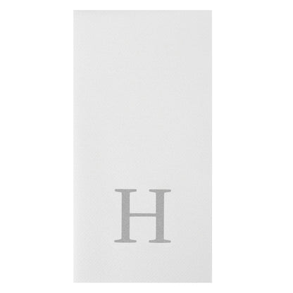 Luxenap Rectangle Silver Letter H White Paper Linen-Feel Guest Towel / Napkin - Air Laid, Sans Serif Font - 15 3/4" x 8" - 2000 count box