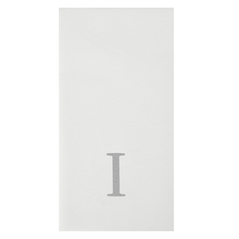 Luxenap Rectangle Silver Letter I White Paper Linen-Feel Guest Towel / Napkin - Air Laid, Sans Serif Font - 15 3/4" x 8" - 50 count box