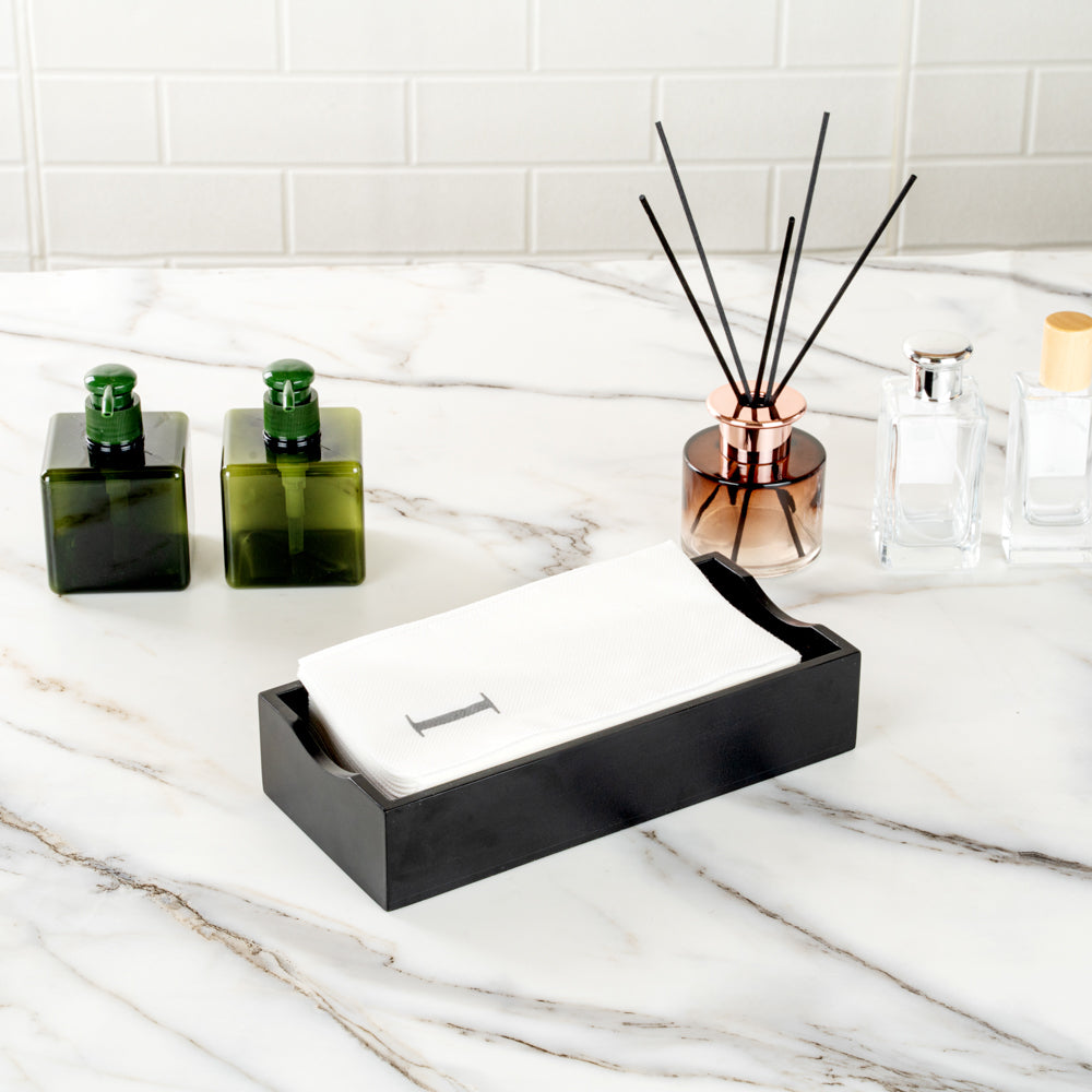 Luxenap Rectangle Silver Letter I White Paper Linen-Feel Guest Towel / Napkin - Air Laid, Sans Serif Font - 15 3/4" x 8" - 2000 count box