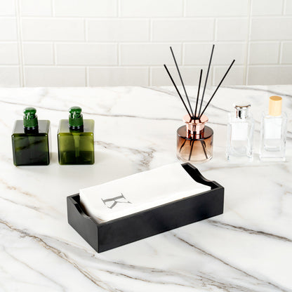 Luxenap Rectangle Silver Letter K White Paper Linen-Feel Guest Towel / Napkin - Air Laid, Sans Serif Font - 15 3/4" x 8" - 50 count box