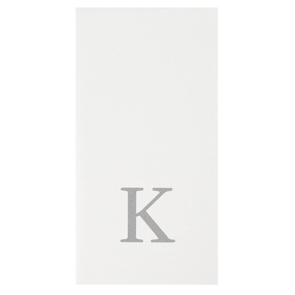 Luxenap Rectangle Silver Letter K White Paper Linen-Feel Guest Towel / Napkin - Air Laid, Sans Serif Font - 15 3/4" x 8" - 2000 count box