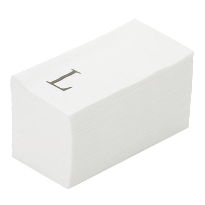 Luxenap Rectangle Silver Letter L White Paper Linen-Feel Guest Towel / Napkin - Air Laid, Sans Serif Font - 15 3/4" x 8" - 50 count box