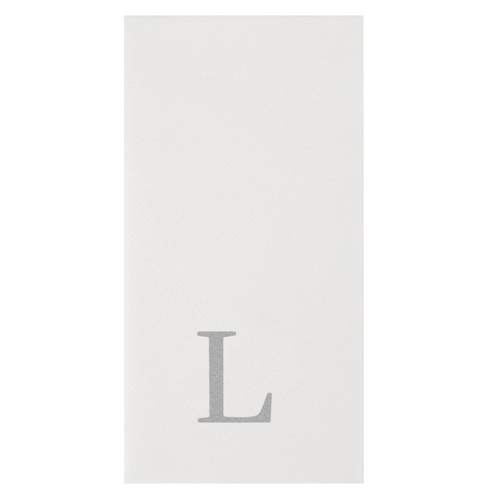 Luxenap Rectangle Silver Letter L White Paper Linen-Feel Guest Towel / Napkin - Air Laid, Sans Serif Font - 15 3/4" x 8" - 2000 count box