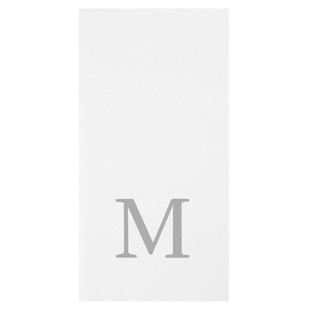 Luxenap Rectangle Silver Letter M White Paper Linen-Feel Guest Towel / Napkin - Air Laid, Sans Serif Font - 15 3/4" x 8" - 2000 count box