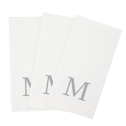 Luxenap Rectangle Silver Letter M White Paper Linen-Feel Guest Towel / Napkin - Air Laid, Sans Serif Font - 15 3/4" x 8" - 2000 count box