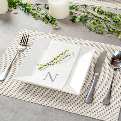 Luxenap Rectangle Silver Letter N White Paper Linen-Feel Guest Towel / Napkin - Air Laid, Sans Serif Font - 15 3/4" x 8" - 2000 count box