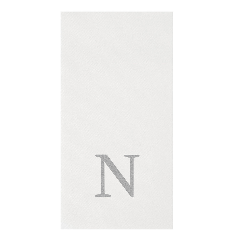 Luxenap Rectangle Silver Letter N White Paper Linen-Feel Guest Towel / Napkin - Air Laid, Sans Serif Font - 15 3/4" x 8" - 2000 count box
