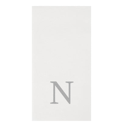 Luxenap Rectangle Silver Letter N White Paper Linen-Feel Guest Towel / Napkin - Air Laid, Sans Serif Font - 15 3/4" x 8" - 2000 count box