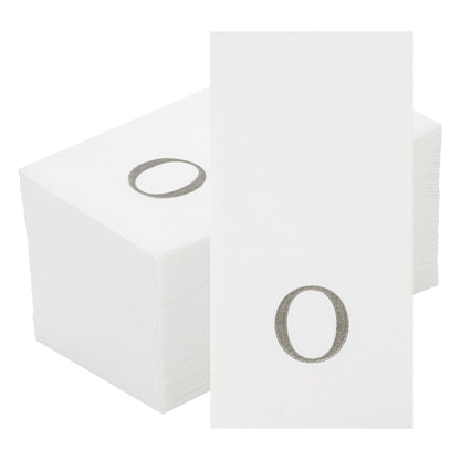 Luxenap Rectangle Silver Letter O White Paper Linen-Feel Guest Towel / Napkin - Air Laid, Sans Serif Font - 15 3/4" x 8" - 50 count box