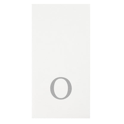 Luxenap Rectangle Silver Letter O White Paper Linen-Feel Guest Towel / Napkin - Air Laid, Sans Serif Font - 15 3/4" x 8" - 50 count box