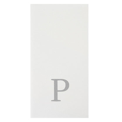 Luxenap Rectangle Silver Letter P White Paper Linen-Feel Guest Towel / Napkin - Air Laid, Sans Serif Font - 15 3/4" x 8" - 2000 count box