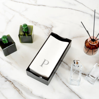 Luxenap Rectangle Silver Letter P White Paper Linen-Feel Guest Towel / Napkin - Air Laid, Sans Serif Font - 15 3/4" x 8" - 2000 count box