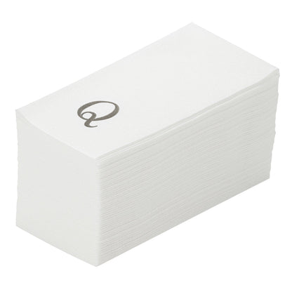 Luxenap Rectangle Silver Letter Q White Paper Linen-Feel Guest Towel / Napkin - Air Laid, Sans Serif Font - 15 3/4" x 8" - 2000 count box