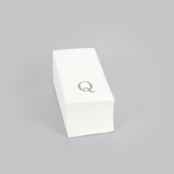 Luxenap Rectangle Silver Letter Q White Paper Linen-Feel Guest Towel / Napkin - Air Laid, Sans Serif Font - 15 3/4" x 8" - 2000 count box