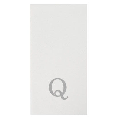 Luxenap Rectangle Silver Letter Q White Paper Linen-Feel Guest Towel / Napkin - Air Laid, Sans Serif Font - 15 3/4" x 8" - 2000 count box