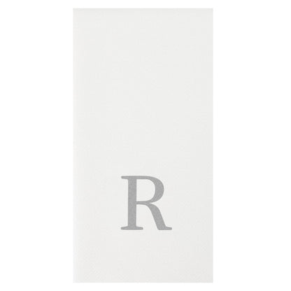 Luxenap Rectangle Silver Letter R White Paper Linen-Feel Guest Towel / Napkin - Air Laid, Sans Serif Font - 15 3/4" x 8" - 2000 count box