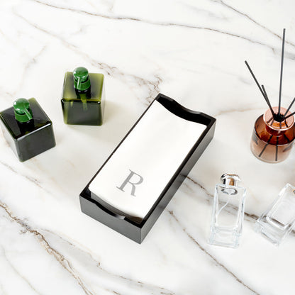 Luxenap Rectangle Silver Letter R White Paper Linen-Feel Guest Towel / Napkin - Air Laid, Sans Serif Font - 15 3/4" x 8" - 2000 count box