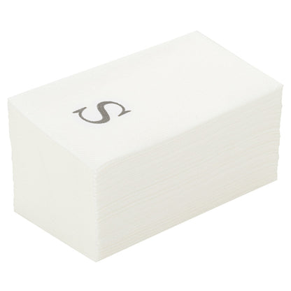Luxenap Rectangle Silver Letter S White Paper Linen-Feel Guest Towel / Napkin - Air Laid, Sans Serif Font - 15 3/4" x 8" - 2000 count box